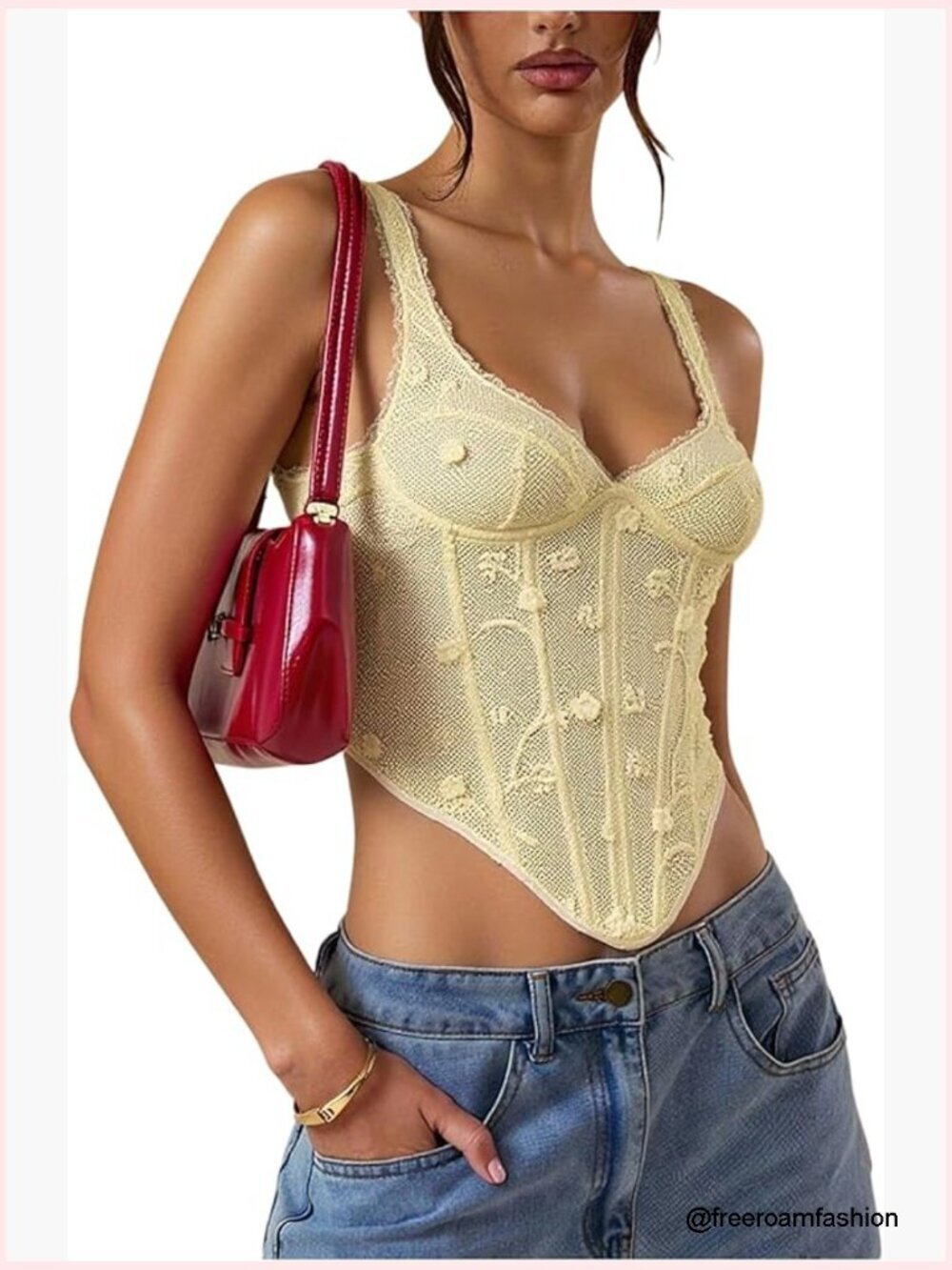 Lace V Neck Asymmetrical Crop Top Going Out Tank Top